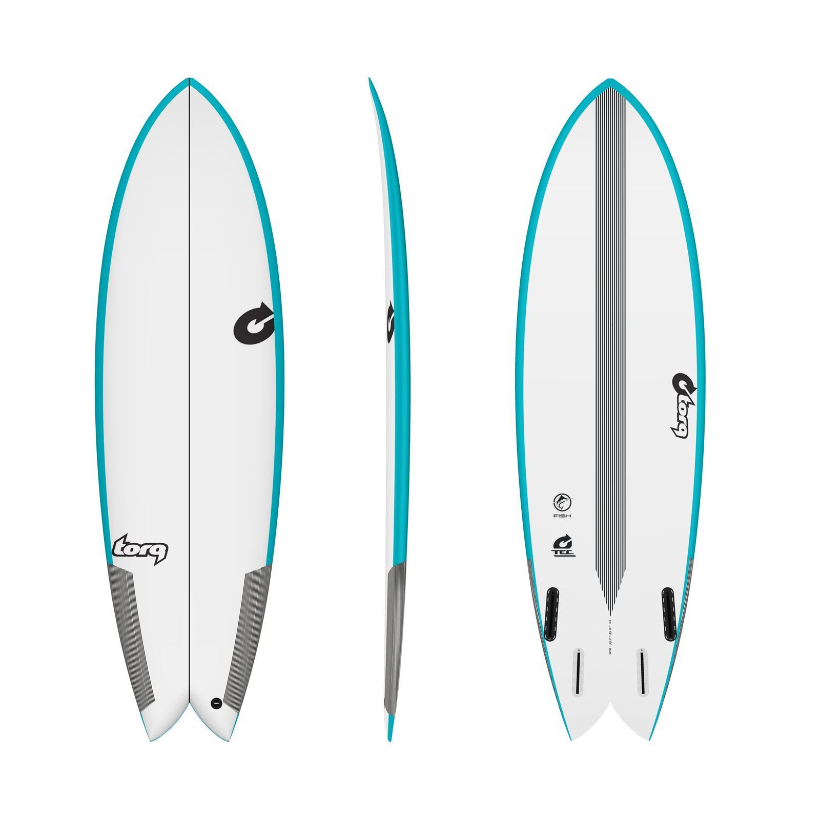 Surfboard TORQ Epoxy TEC Quad Twin Fish Rail 6'6 and 39.6L
