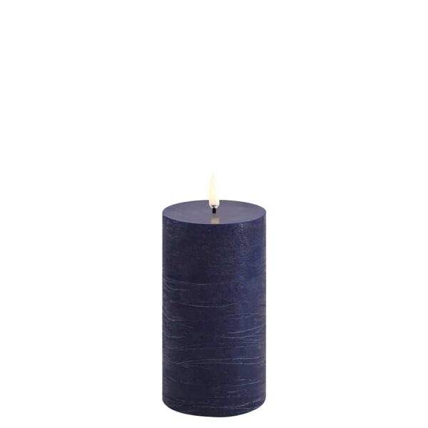 UYUNI LED Wax Candle, Flat Top Pillar, Dark Blue 15cm F