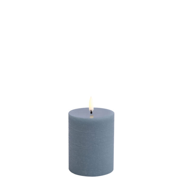 UYUNI LED Wax Candle, Flat Top Pillar, Hazy Blue 10cm F